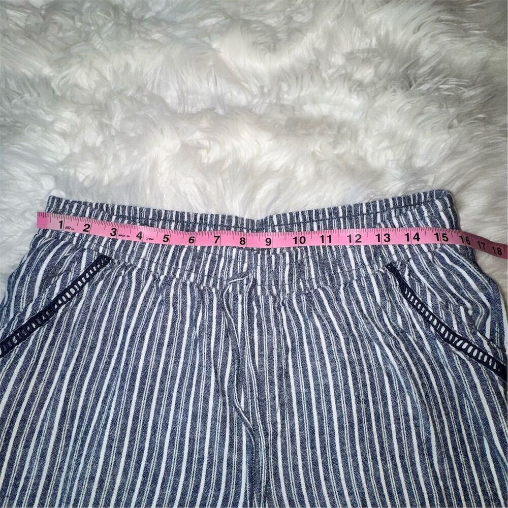 Briggs Women's XL Blue Striped Wide-Leg Linen Blend Pants Casual - Picture 11 of 12